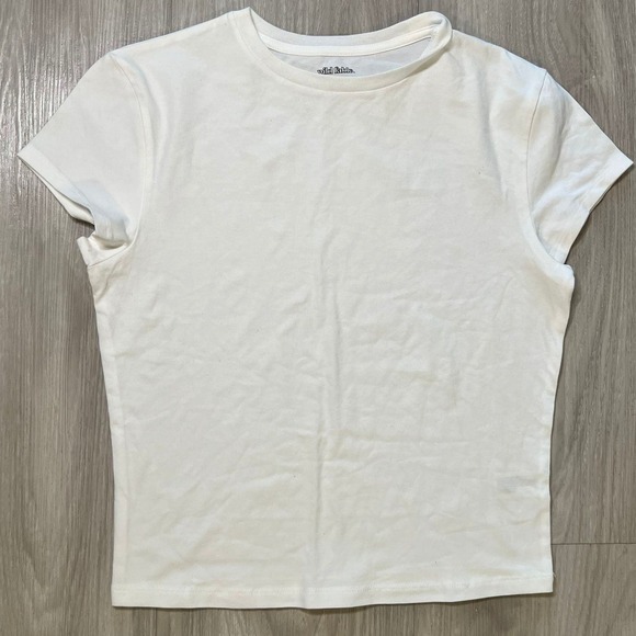 wild fable Tops - Wild Fable White Crew Neck Cropped T Shirt Size L Basic Essential Top